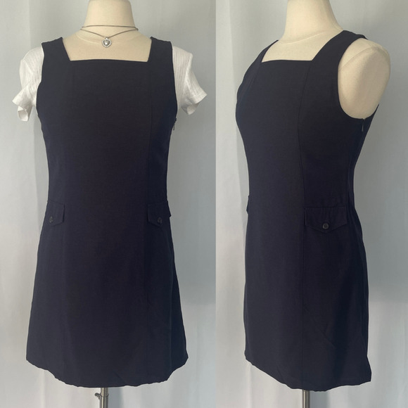Vtg Y2K American Eagle Mini Dress Size 4 XS Purple Pinafore Preppy Academia Twee - Picture 1 of 13
